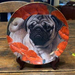 PUG RETIRED COLLECTIBLE DECORATIVE PLATE “POPPY LOVE” SIMON MENDEZ DANBURY MINT